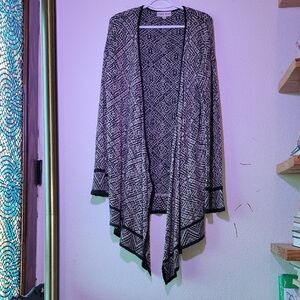 Knox Rose Green and Tan Open Front Cardigan